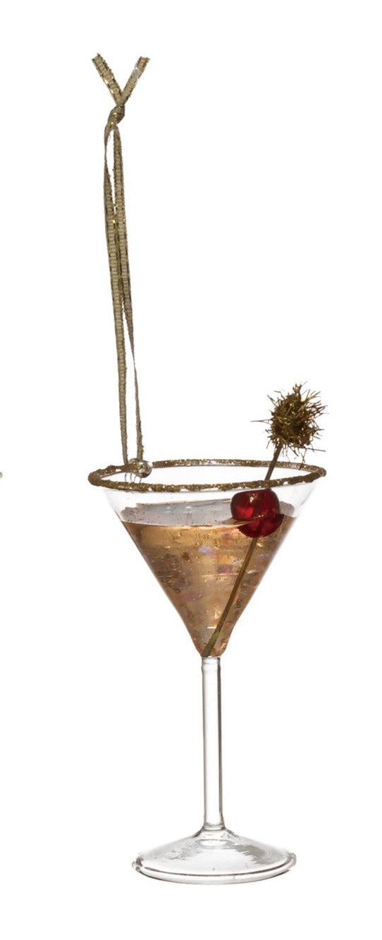 Glitter Glass Cocktail Ornaments