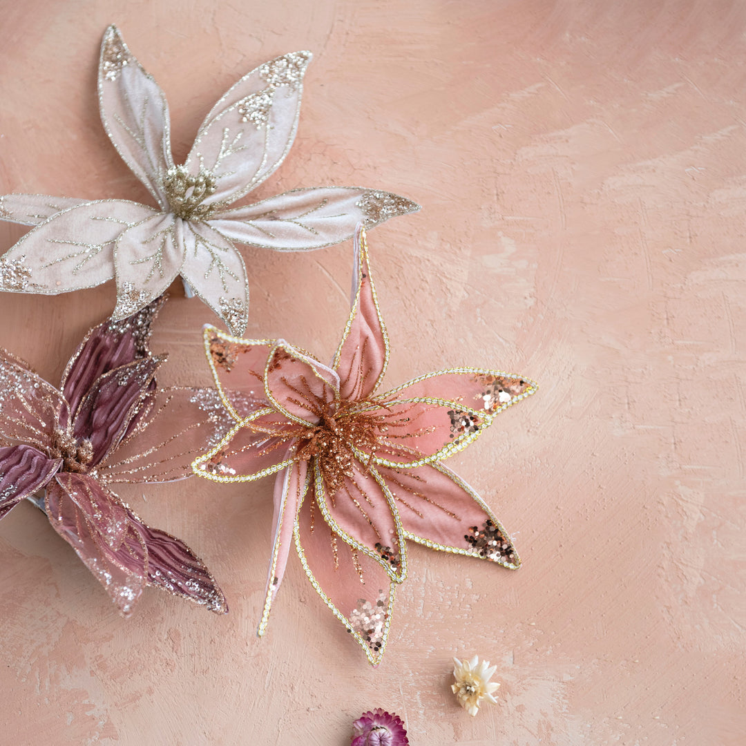 Large Velvet Poinsetta Clips