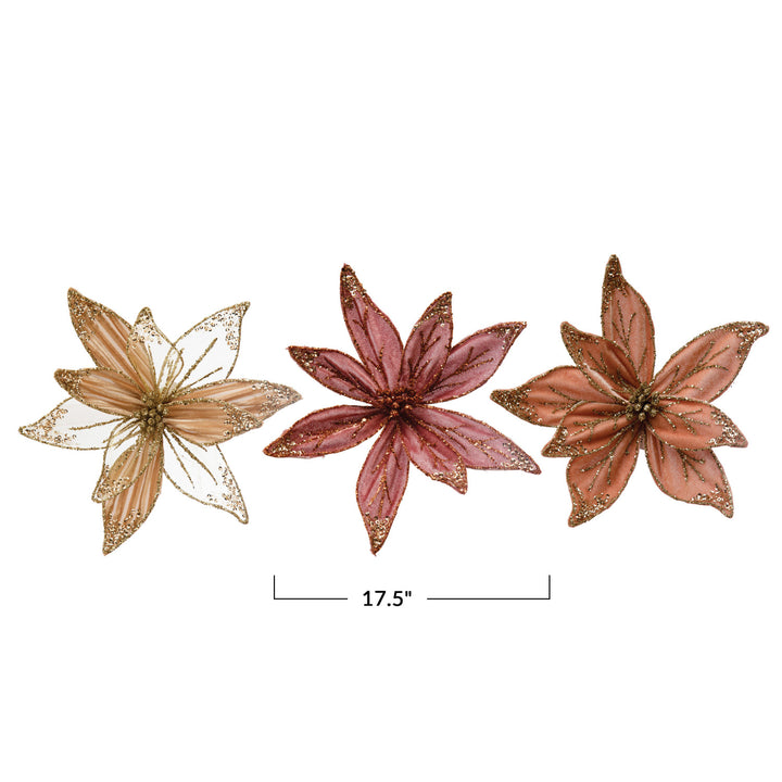 Large Velvet Poinsetta Clips