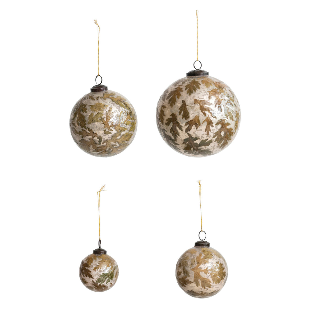 Leaf Embossed Glass Ornament