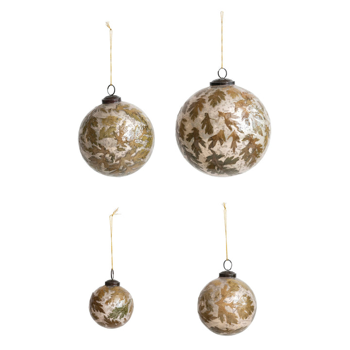 Leaf Embossed Glass Ornament