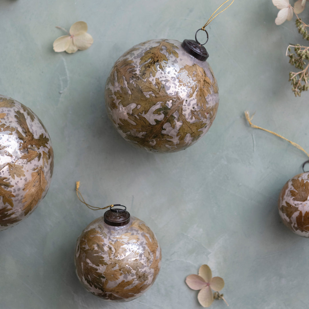 Leaf Embossed Glass Ornament