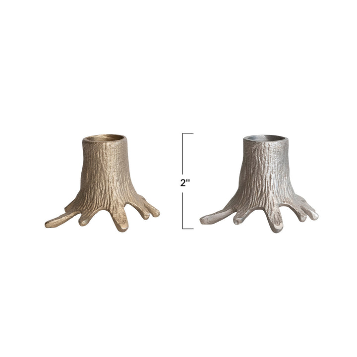 Metal Tree Trunk Candle Holders