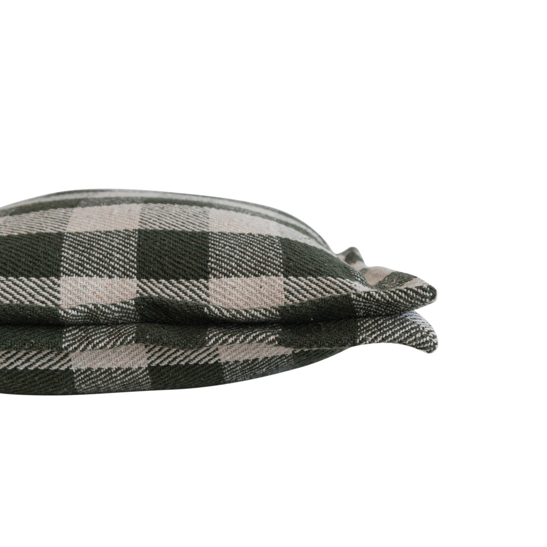 Hunter Green & Natural Check Throw Pillow