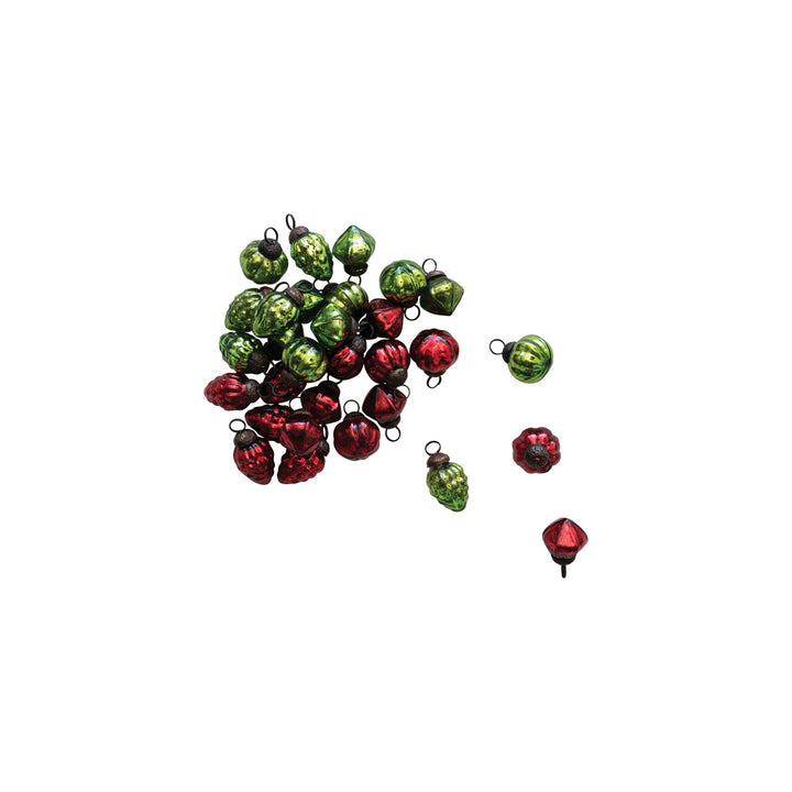 Red + Green Glass Ornament Set