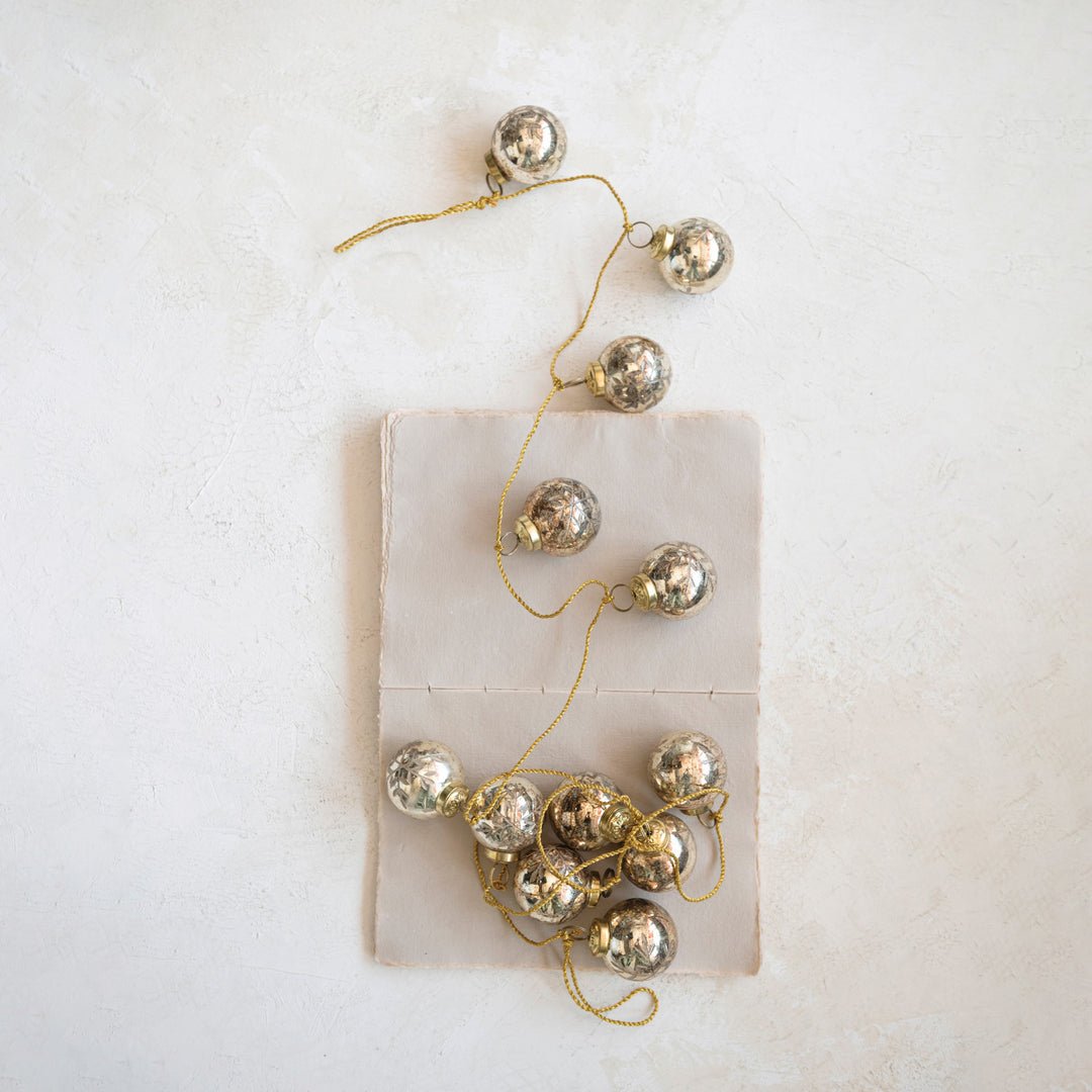 Gold Mercury Glass Ball Ornament Garland