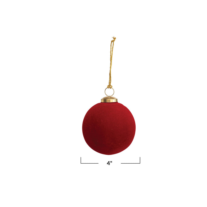 Red Velvet Glass Ball Ornaments