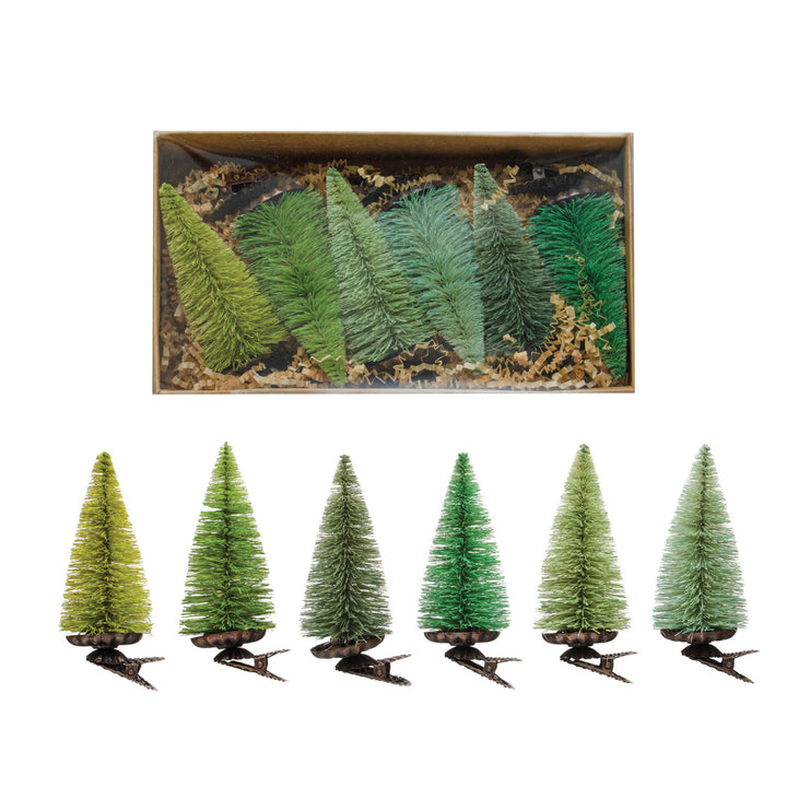 Green Clip On Bottle Brush Tree Ornaments