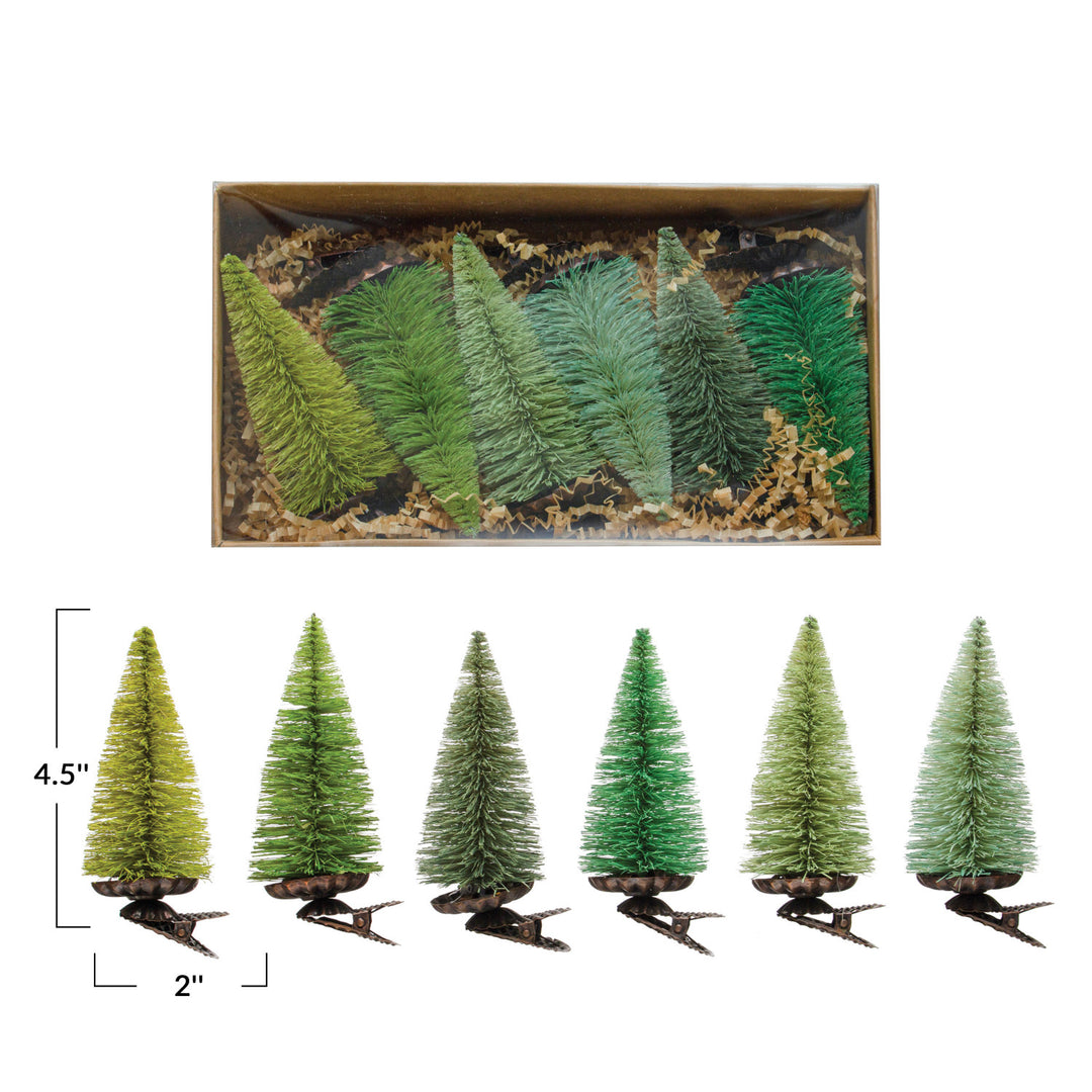 Green Clip On Bottle Brush Tree Ornaments