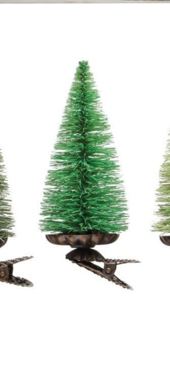 Green Clip On Bottle Brush Tree Ornaments