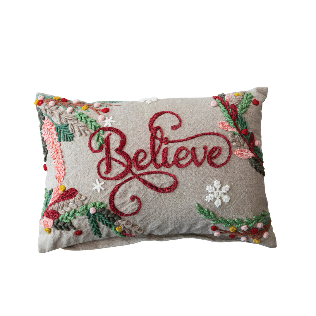 Believe Embroidered Pillow