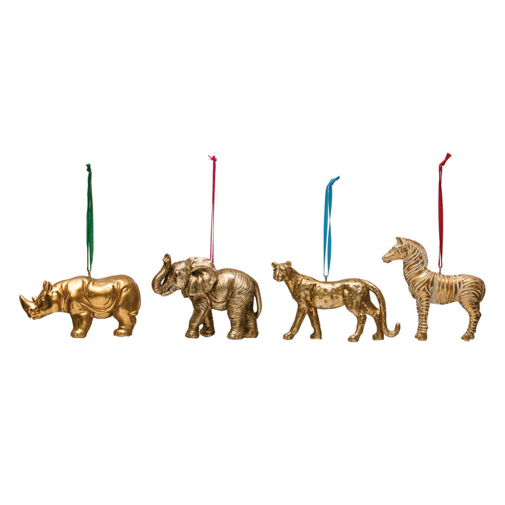 Gold Safari Animal Ornaments