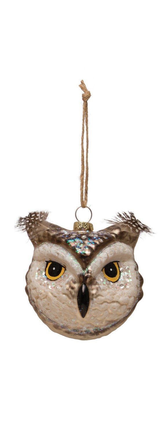 Glass Owl Head Ornaments