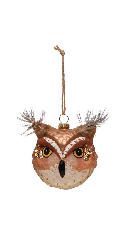 Glass Owl Head Ornaments