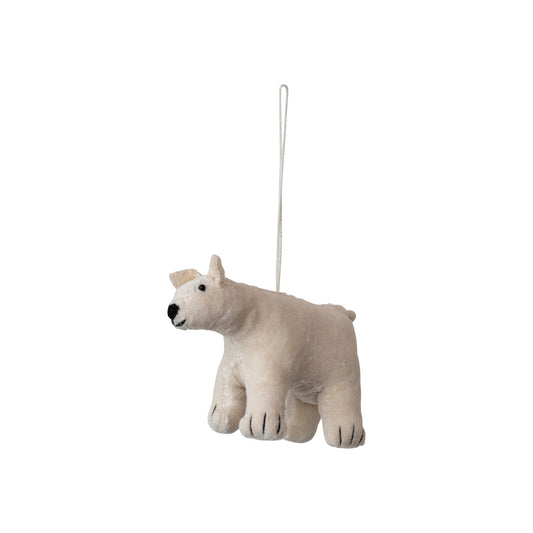 Velvet Polar Bear Ornament