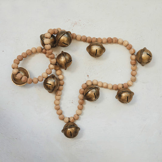 Wooden Bead & Bell Garland