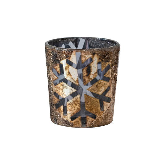 Snowflake Mercury Glass Tealight Holder