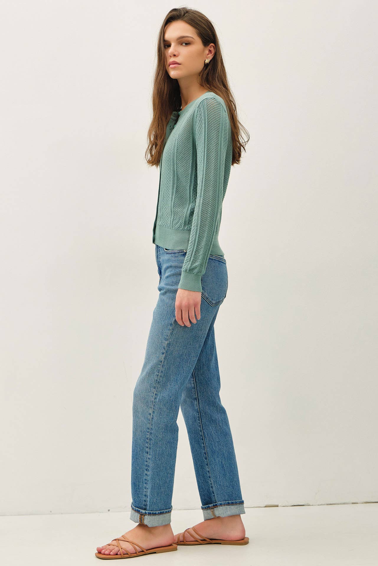 Angela Pointelle Cropped Cardigan