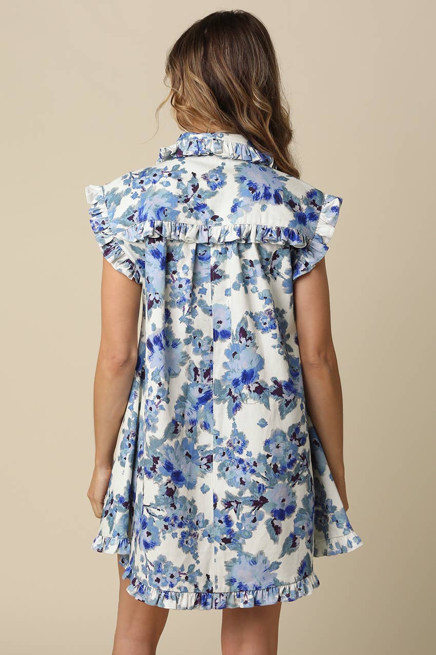 Ryann Floral Ruffle Sleeve Mini Dress