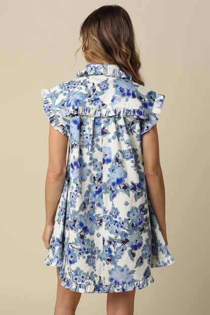 Ryann Floral Ruffle Sleeve Mini Dress