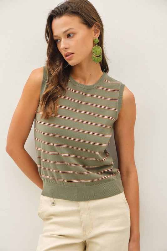 Pheobe Striped Sweater Tank Top