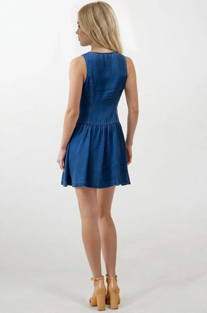 Zoey Buttoned Denim Mini Dress