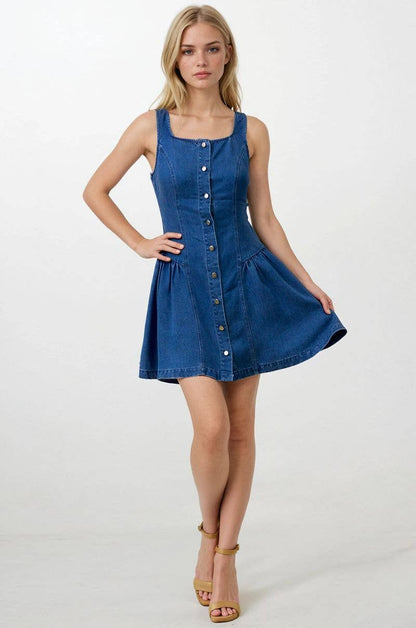 Zoey Buttoned Denim Mini Dress