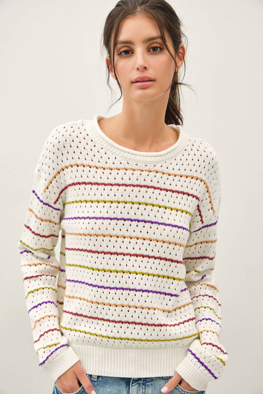 Lauren Striped Crochet Sweater