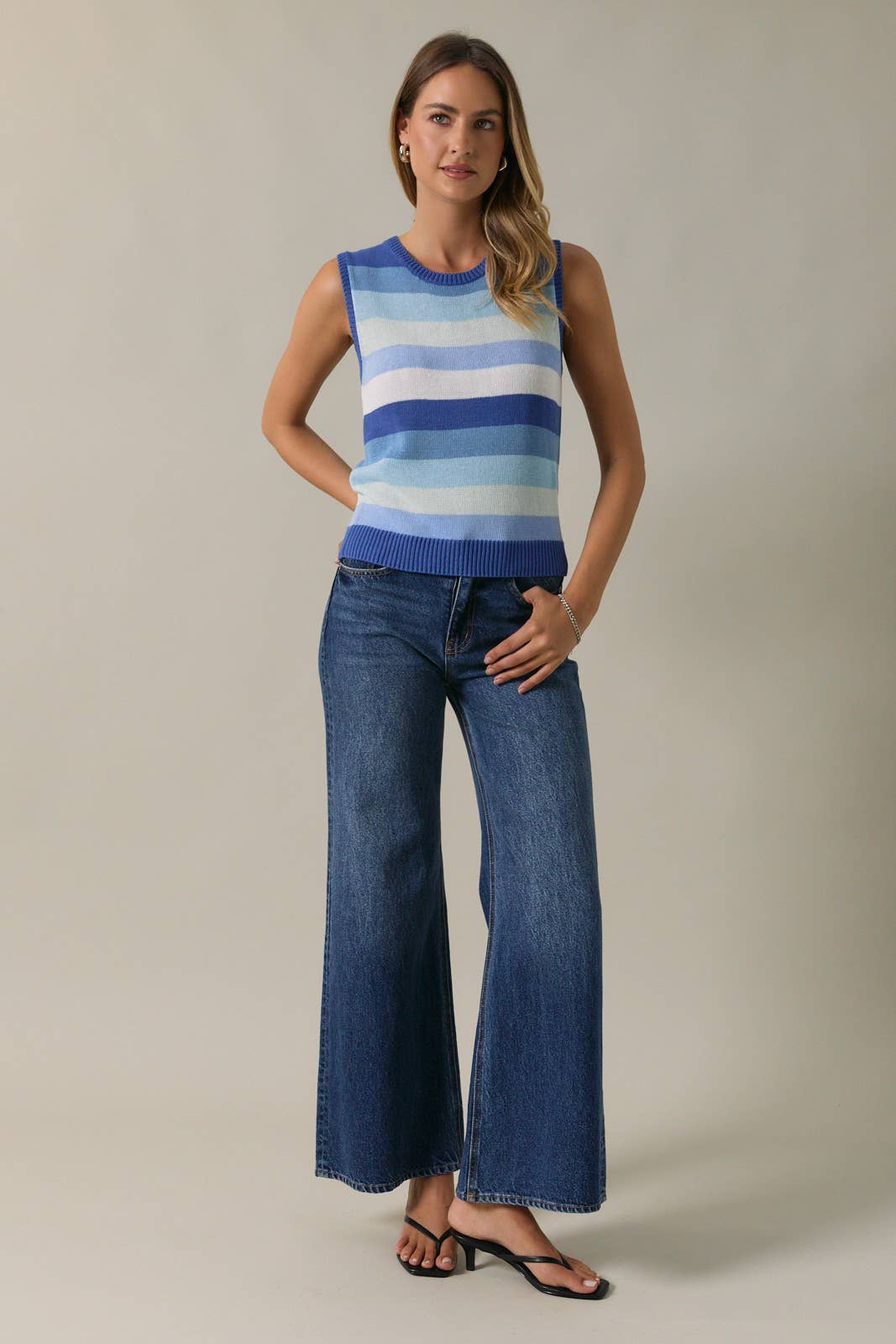Ocean Striped Knit Tank Top
