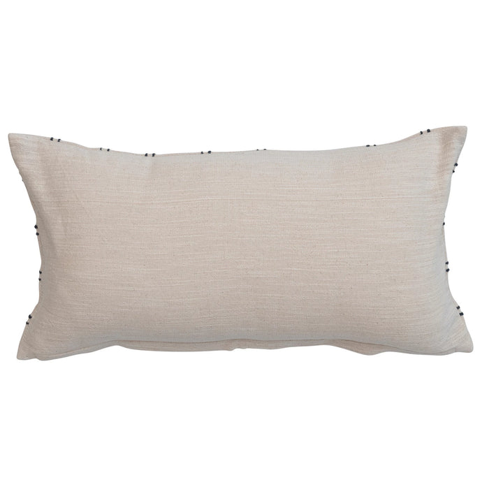 Gram Cotton Slub Grid Embroidered Lumbar Pillow