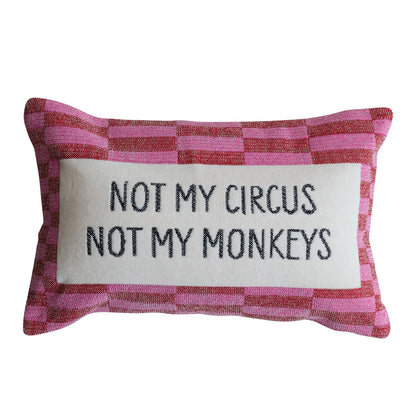Not My Circus Embroidered Lumbar Pillow