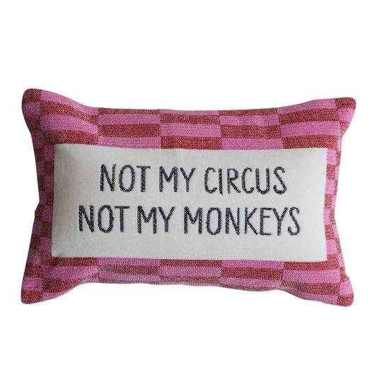 Not My Circus Embroidered Lumbar Pillow
