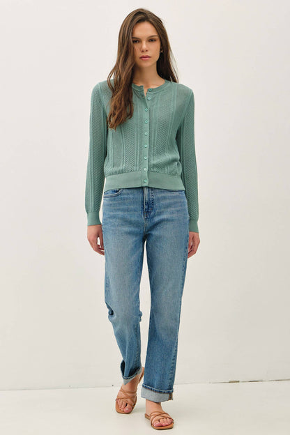 Angela Pointelle Cropped Cardigan