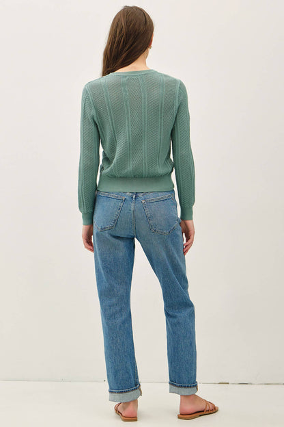 Angela Pointelle Cropped Cardigan