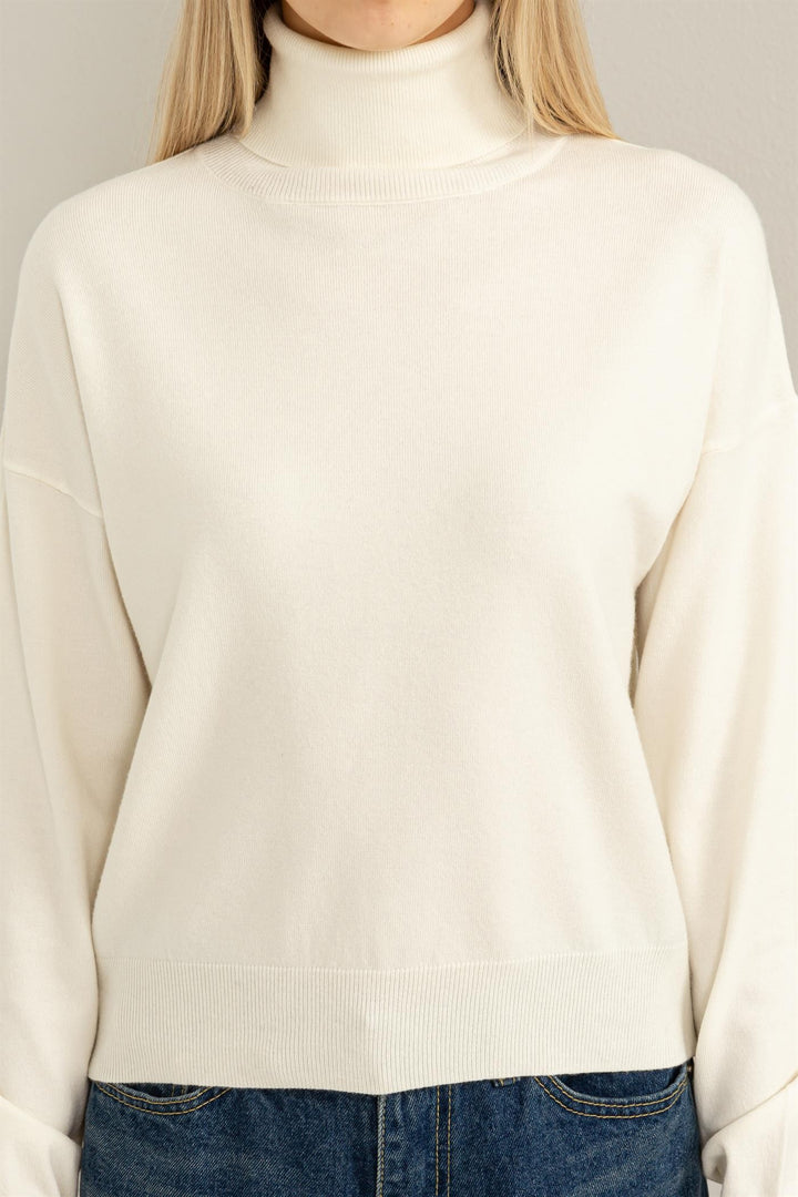 Andrea Ribbed Detail Turtle Neck Sweater