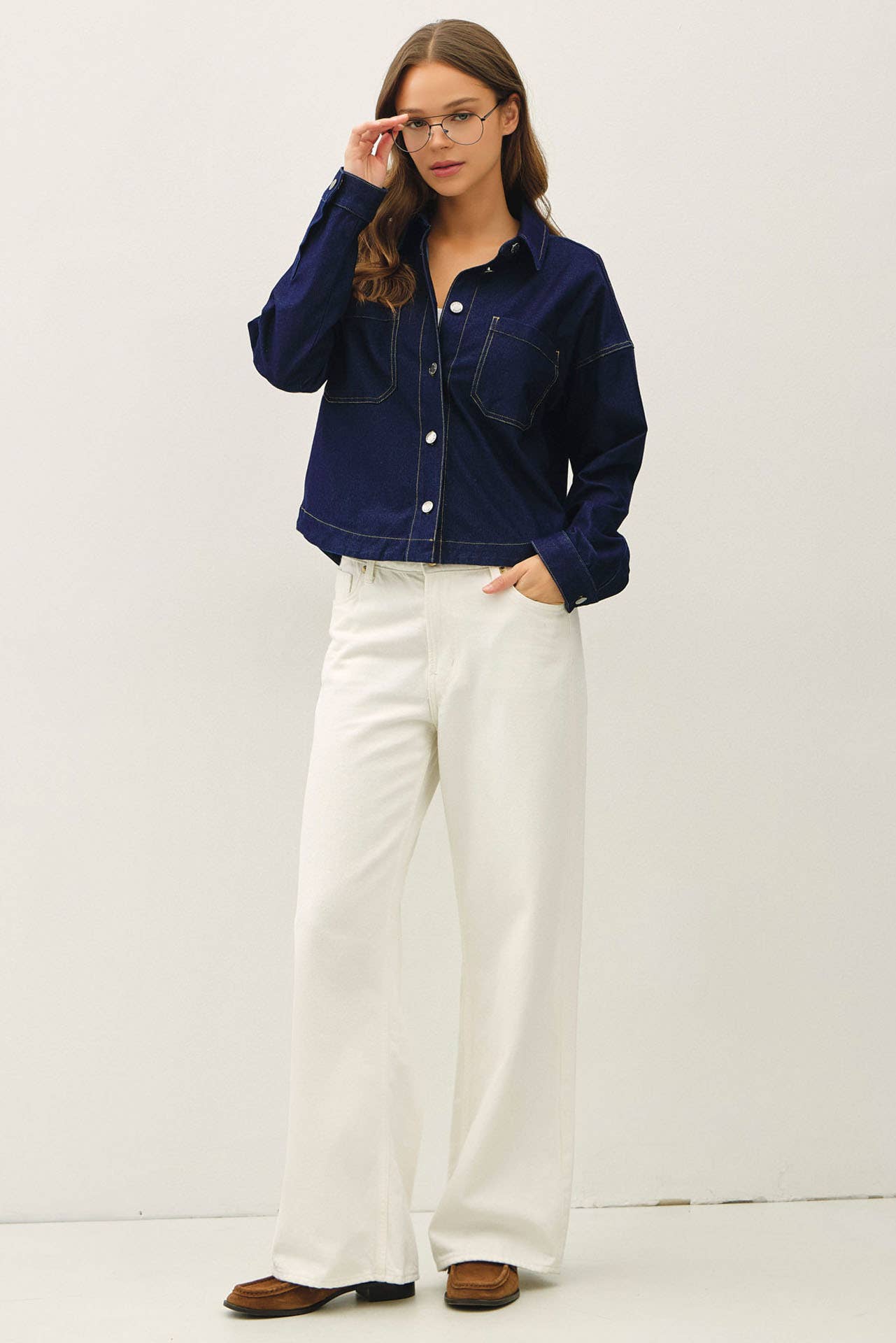 Juliet Cropped Denim Shacket