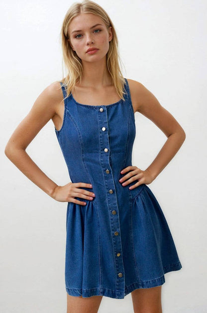Zoey Buttoned Denim Mini Dress