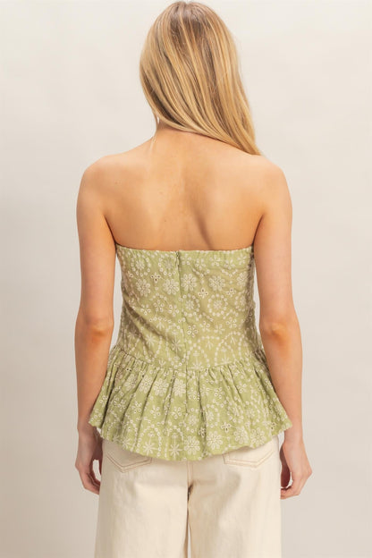 Luna Floral Eyelet Tube Top