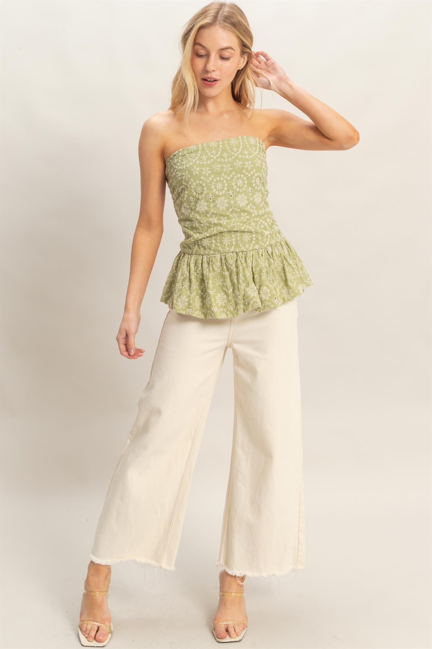 Luna Floral Eyelet Tube Top