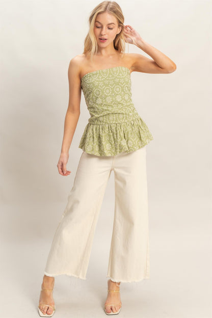 Luna Floral Eyelet Tube Top