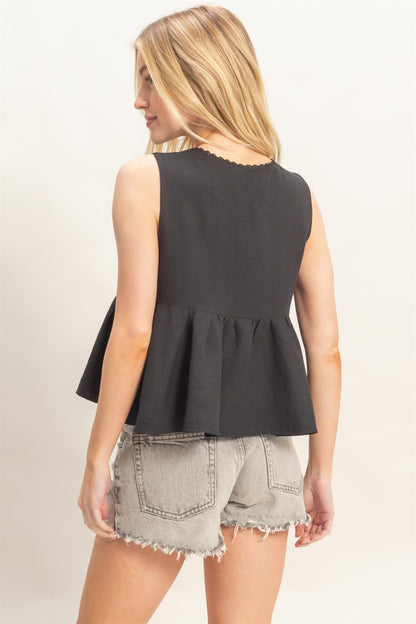 Ivy Lace Trim Tie Front Top