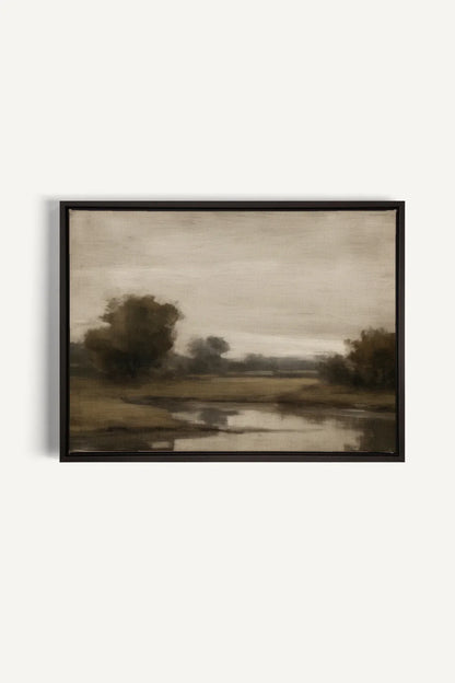 Vintage Country River Canvas Wall Art