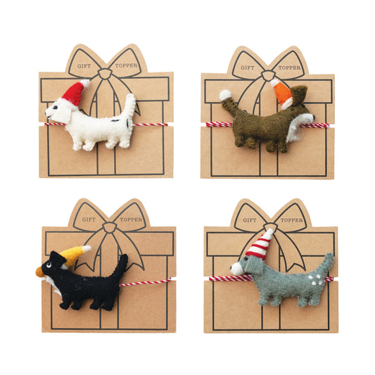 Wool Felt Dog Gift Toppers