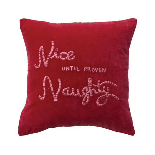 Naughty or Nice Embroidered Pillow