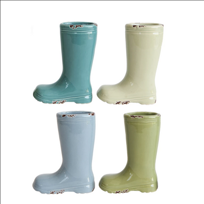 Distressed Stoneware Boot Vase