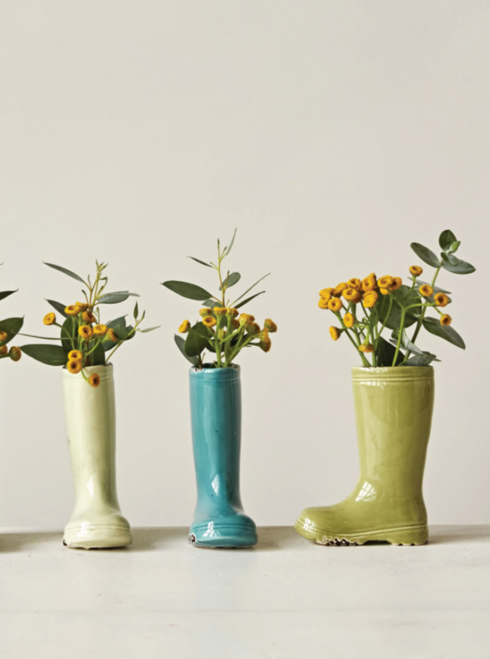 Distressed Stoneware Boot Vase