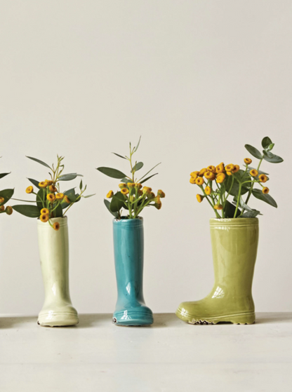 Distressed Stoneware Boot Vase