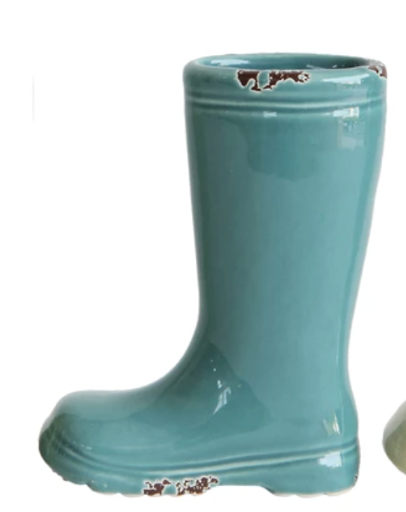 Distressed Stoneware Boot Vase