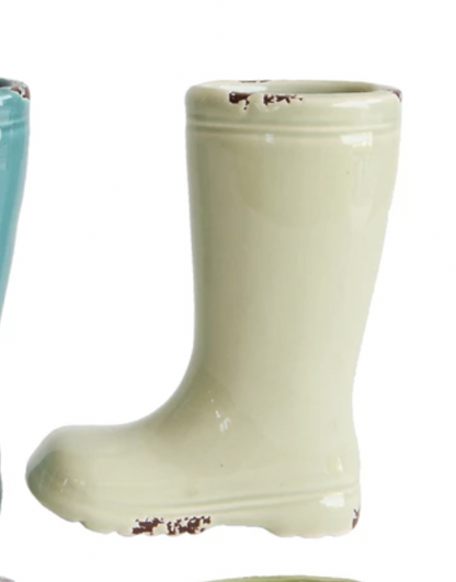 Distressed Stoneware Boot Vase